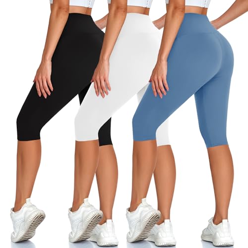 3 Pack High Waisted Leggings for Women - No See-Through Tummy Control Soft Yoga Pants for Running Workout