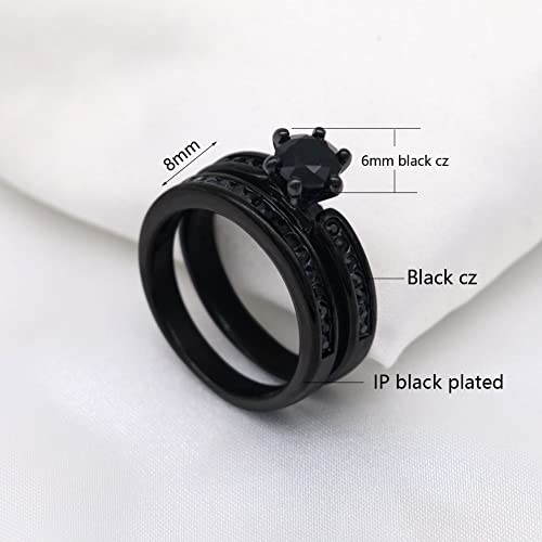Bridal Sets Black Gold Plated Womens Wedding Ring Sets Green Cz Engagement Ring 2pcs Wedding Band4