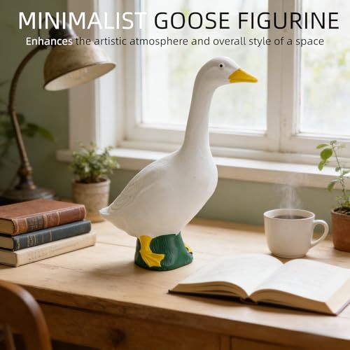 Estatua de ganso pequeño de resina blanca para decoración miniatura 2