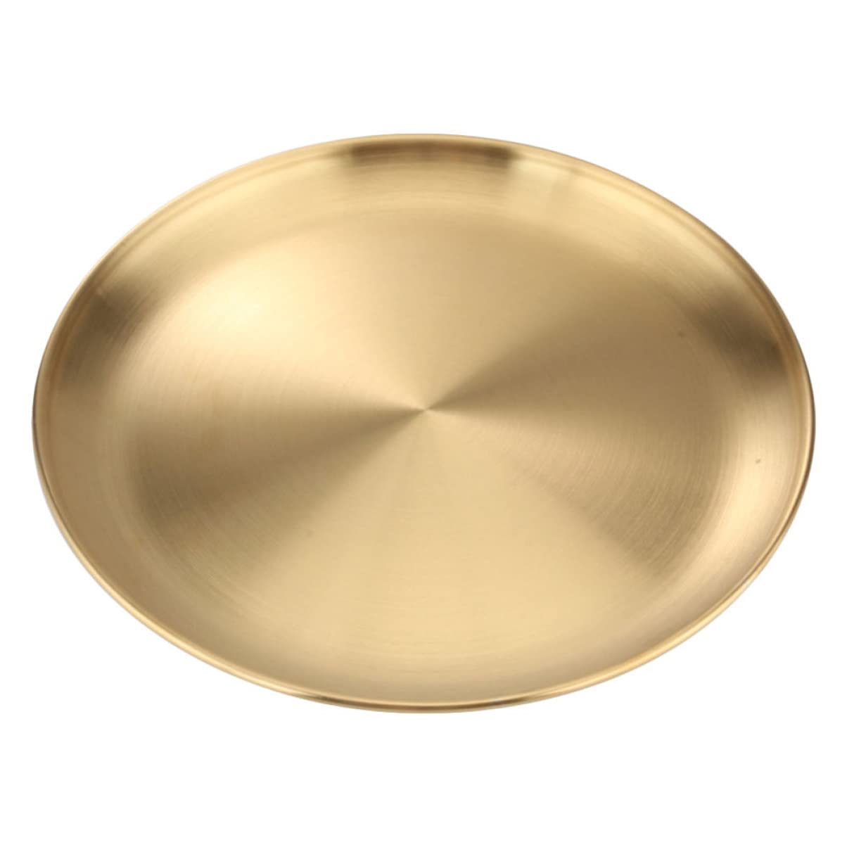 Wakauto 1pc Thicken Stainless Steel Round Barbecue Plate Golden Dessert Tray for Bbq Fruit and Cake Display Kitchenware for Home and Events