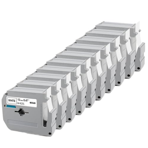 10 �` 20 �p�b�N MK231 12mm �e�[�v MK-231 MK131 MK431 MK531 MK631 MK731 �ƌ݊������� PT-70 PT-80 ���x���[�ƌ݊�������(10PK Black on White)