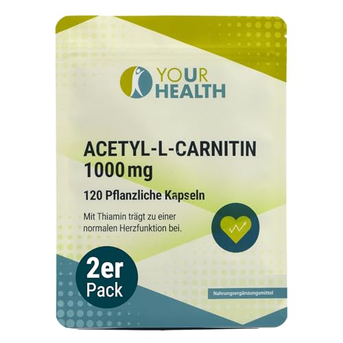 ACETYL-L-CARNITIN 1000 mg; in pflanzlichen Kapseln; mit Thiamin - 240 Kapseln (2er Pack)