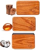 Bispoy Natural Wooden Car Air Freshener for Visor Clip- Natural Teak/Coconut/Amber Scents, Long-Lasting Odor Eliminator with Metal Clip, 3 Refillable Wood Chips for Cars/Trucks/SUVs