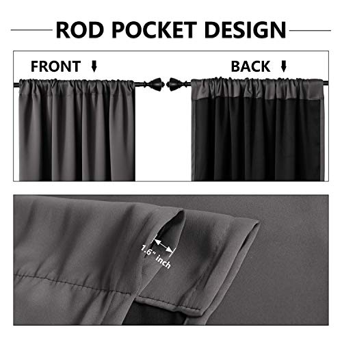 Wontex 100% Grey Blackout Curtains For Bedroom 52 X 84 Inches Long - Thermal Insulated, Noise Reducing, Sun Blocking Lined Rod Pocket Window Curtain Panels For Living Room, Set Of 2 Winter Curtains #TOP1