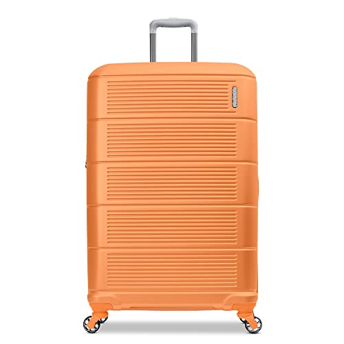 Image of American Tourister Stratum 2.0 Expandable Hardside Luggage with Spinner Wheels, 28-Inch Checked-Large, Papaya