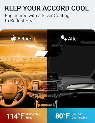 Image of Proadsy 2026 Upgrade Front Windshield Sun Shade Foldable Sunshade Protector Custom Fit 2014-2017 Accord Sedan LX Sport EX EX-L Touring Accessories