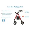 NOVA Star 8 Petite Heavy Duty Bariatric Rollator Walker, Large Padded Seat, 450 lb Capacity, 8 Rugged All-Terrain Wheels, Easy-Grip Locking Hand Brakes, Fold Lock, Height Adjustable, Blue