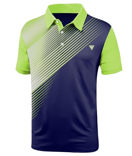 Mens Polo Shirts Short Sleeve Printed Quick‑Dry Golf Tops Blue and Green - image 1