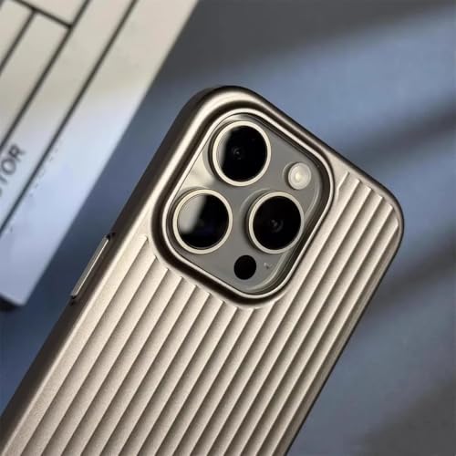Coque iPhone 16 Pro rigide de luxe en titane naturel chic