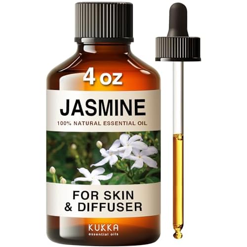 Kukka Jasmine Essential Oil for Diffuser – 100% Natural Aromatherapy Essential Oils Jasmine Oil for Diffuser, Skin Care, Soaps and DIY – Sweetly Floral Scent (4 fl oz)