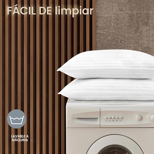 Colección de hotel Beckham Juego de 2 almohadas de cama tamaño estándar/queen - Almohada alternativa suave original para dormir - Soporte suave para dormir de espalda, boca abajo o de lado