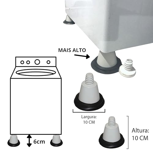 Pé para Máquina de Lavar Brastemp e Consul 5kg a 18kg Kit com 04 Peças Lavadora de Roupas