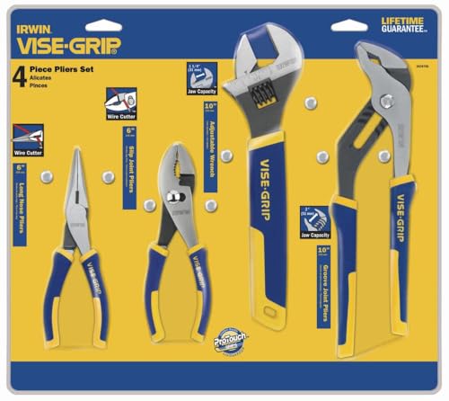 IRWIN VISE-GRIP Pliers & Wrench Set, 4-Piece (2078705), Blue