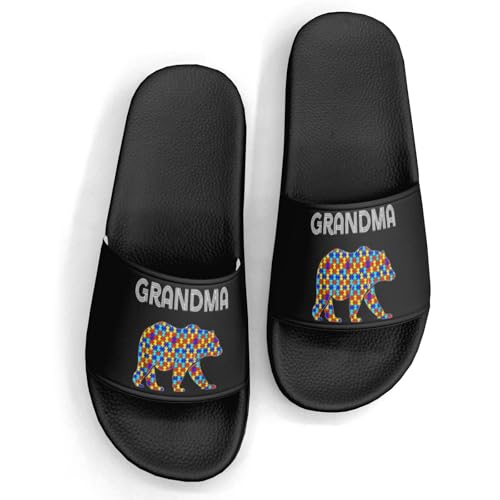 Pitovozu World Autism Awareness Slippers for Women Men Comfotable Sandals Non Slip Home Bedroom Pool Shower Outdoor Slide Slippers