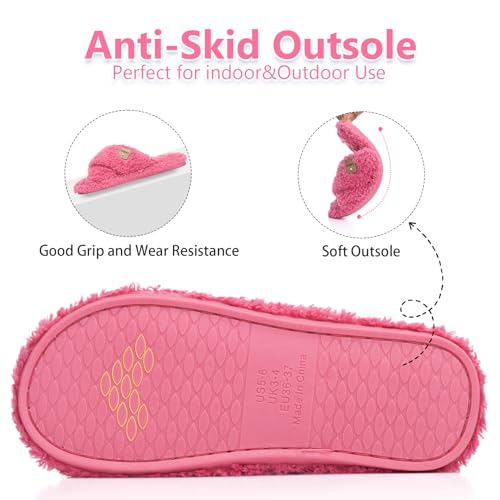 Image of GOEWY Fuzzy Open Toe Slippers for Women Cozy Memory Foam House Shoes Indoor | Cute Cross Band,Soft Faux Fur,Anti-slip Sole Outdoor,Machine-washable,Lightweight,Slip on Gifts for Women,Mom and Bridesmaid