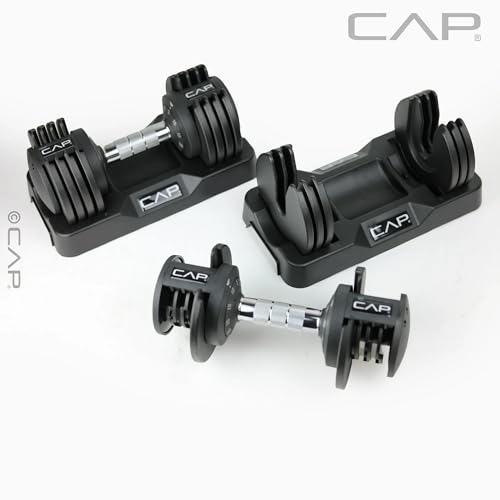 Image of CAP ADJUSTABELL Adjustable Dumbbell Weights - Singles & Pairs | 12.5 lb, 25 lb & 55 lb | Multiple Handle Options