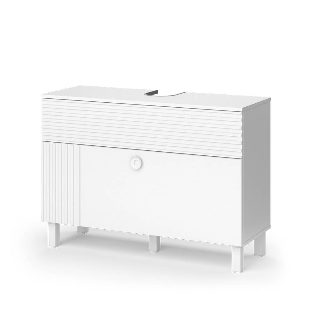 Vicco Sink base cabinet Sola, White, 100.2 x 72.4 cm with 2 drawers