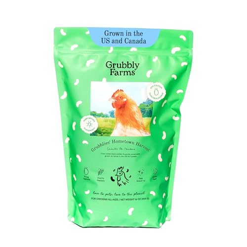 Grubbly Farms Grubblies - Black Soldier Fly Larvae for Chickens - Chicken Treats Grown in the US and Canada - for Strong Eggshells and Healthy Feathers - Grubblies Hometown Harvest 1LB