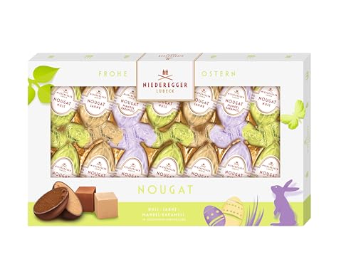 Niederegger | Nougat Eier | 1x 175g | Nougat Eier in den Sorten Nuss Sahne & Mandel-Karamell | Umhüllt von Vollmilch-Schokolade | Ostereier | Ostergeschenk