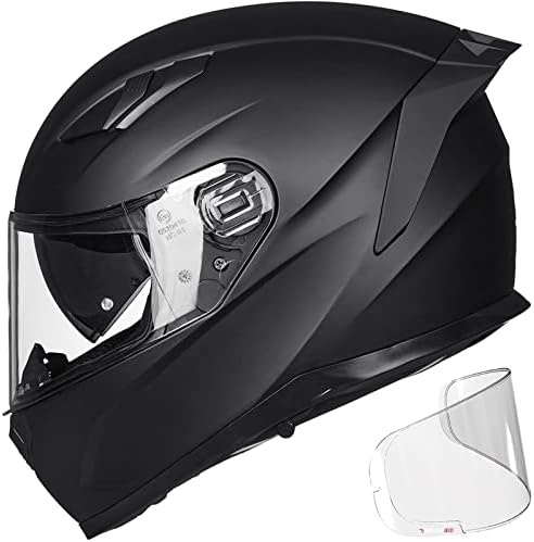 ILM Motorcycle Helmets Full Face with Anti-Fog Pinlock Optional Heated Shield for Snowmobile Cascos para Motos for Men Women DOT Model-129 (Matte Black, L)