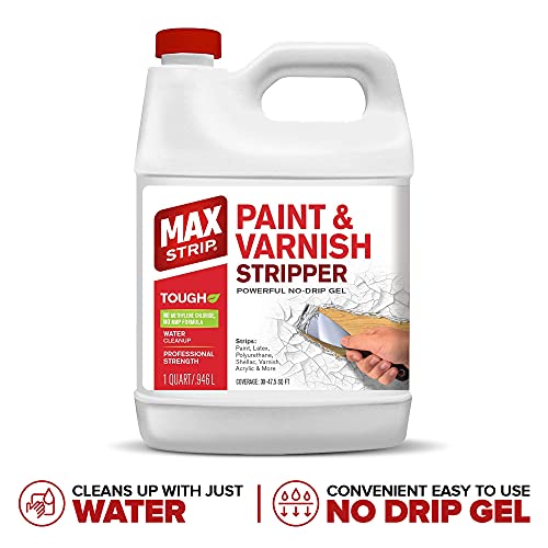 MAX Strip Professional Strength Paint and Varnish Stripper - 1 Gallon - Strips Paint, Latex, Polyurethane, Shellac, Varish, Acrylic and More - No Methylene Chloride No NMP Powerful No Drip Gel Formula