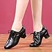 Women Latin Dance Shoes Leather Breathable Fashion Professional Performance Dance Shoes Rubber Sole Lace Up Ballroom Dance Pratice Shoes (Color : Black-5CM/1.96In, Size : 8.5)
