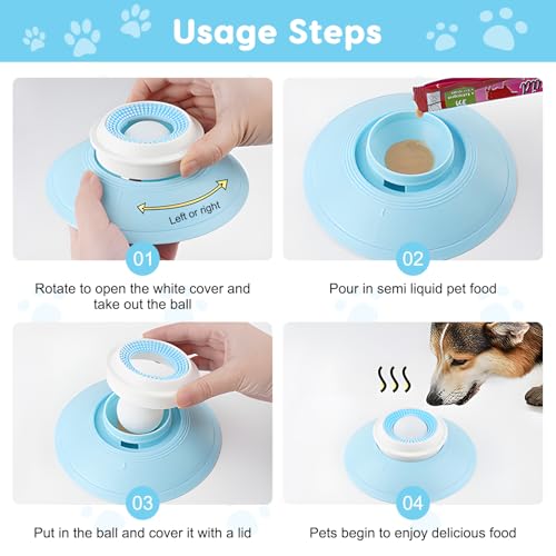 Vexran Juguete para lamer Perro 2 pcs – Bola giratoria para lamer, Juguete Interactivo Perro con Ventosa, comedero Lento para Perros, Juguetes interactivos para Perros, Comida húmeda, Anti-estrés