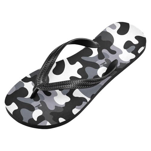 Gray White Camouflage Flip Flops for Beach Thong Sandals Anti-slip Lightweight Beach Shoes for Summer Swim Travel2