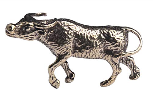 DMtse Chinese Feng Shui Brass Mini Buffalo Decoration Statue Figurines for Struggle Animal Sculpture Collectibles Gift