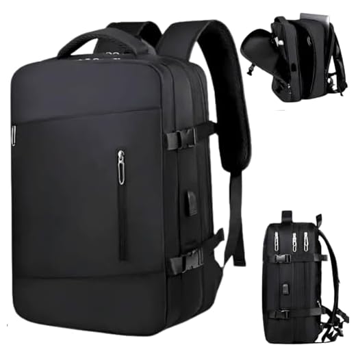 [ASSISTA O VÍDEO] Mochila Viagem Avião Aeroporto Low Cost Expansível Reforçada Impermeável Bagagem de Mão (PRETA) - CODATECH