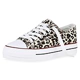  SCARPE VITA Damen Plateau Sneaker Turnschuhe Schnürer Basic Plateauschuhe 174302 Leopard 38