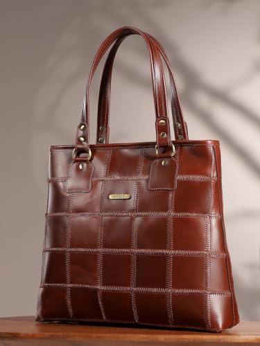 Image of Celtic Genuine Leather Tote Bag for Women | Multi Panel Design Spacious Shoulder Handbag for Office Work and Daily Use | Fits Up to 13 Inch Laptop | Multi Color | Gift for Women