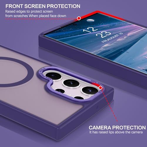 Image of BENTOBEN for Samsung S23 Ultra Case, S23 Ultra Magnetic Phone Case [Compatible with MagSafe] Translucent Matte Slim Shockproof Women Men Girl Protective Case Cover for Galaxy S23 Ultra 6.8 inch,Purple