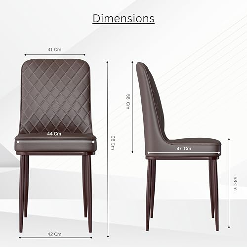 Image of Jewel Premium Leather Dining Chair with Strong Metal Legs, Cushioned Seat, Chair for Dining, Living Room, Bedroom & Balcony (Brown)