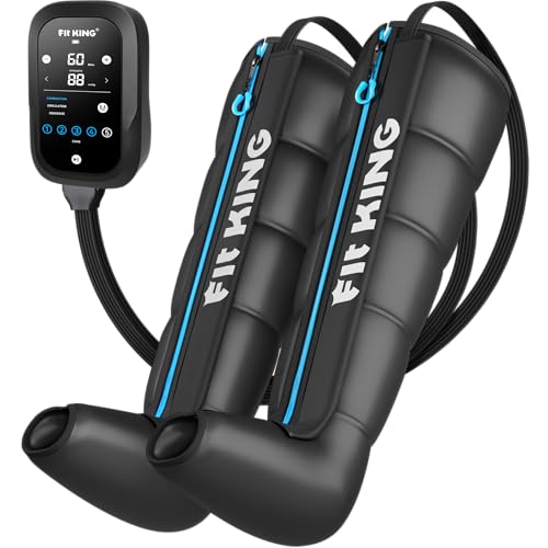 FIT KING Rechargeable Leg Massagers for Pain and Circulation Wireless Compression Recovery Boots with 5-Zone Massage for Muscle Pain Relief Fast Recovery Gift for Athletes Recovery (M)