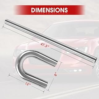 Richeer 2.5 inch O.D. T304 Stainless Steel DIY Custom Exhaust Tubing Mandrel Bend Exhaust Pipe Straight & U-bend Kit (Set of 8) Polished Surface, Universal Fit