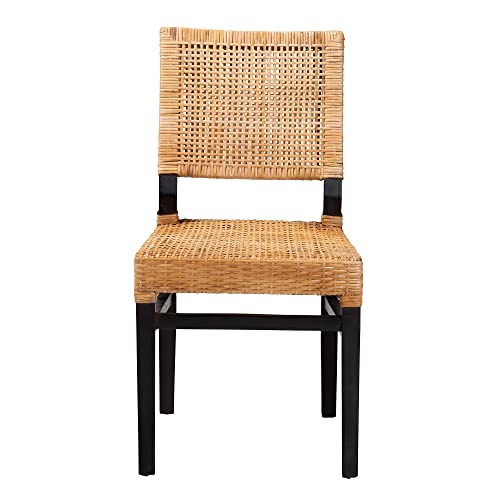 Baxton Studio Lesia Dining Chair, Espresso Brown/Natural Brown #TOP3