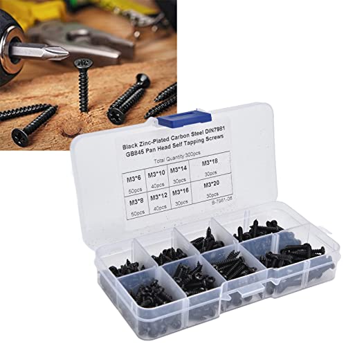 Set de 300 tornillos autorroscantes M3 de acero carbono miniatura 2