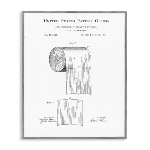 Toilet Paper Roll Vintage Patent Minimal, 24 x 30 Inch Framed Giclée Print
