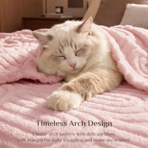 Image of BEDELITE Cute Pink Boho Fleece Throw Blanket for Couch, 50x60 Inches | Fluffy Fleece Blanket for Sofa Bed Dorm Room Decor, Luxury Soft Cozy Plush Fuzzy Summer Blankets Gift for Women, Lightweight