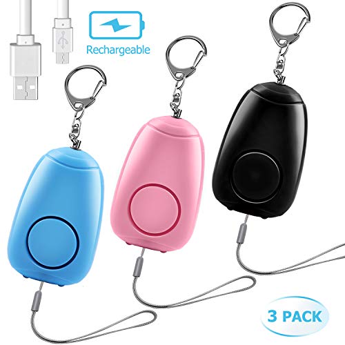 Sunrich Safe Personal Alarm for Women 3 Pack 130db Safety Siren Keychain Alarm