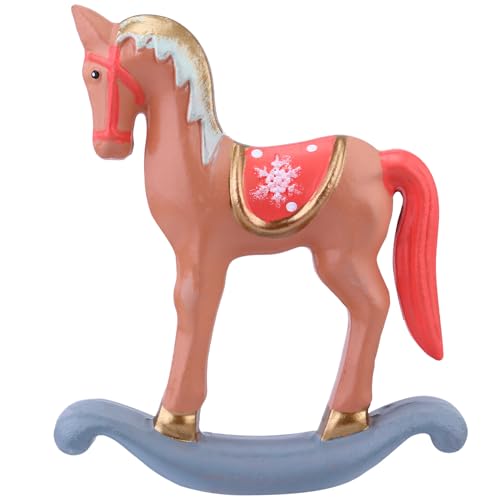 iplusmile Adorno Navideño de Escritorio en Madera Ecológica Caballo de Madera Mediano Rosa Decoración Navideña para Mesa y Sala Suministros Navideños de Adorno en Forma de Caballo para