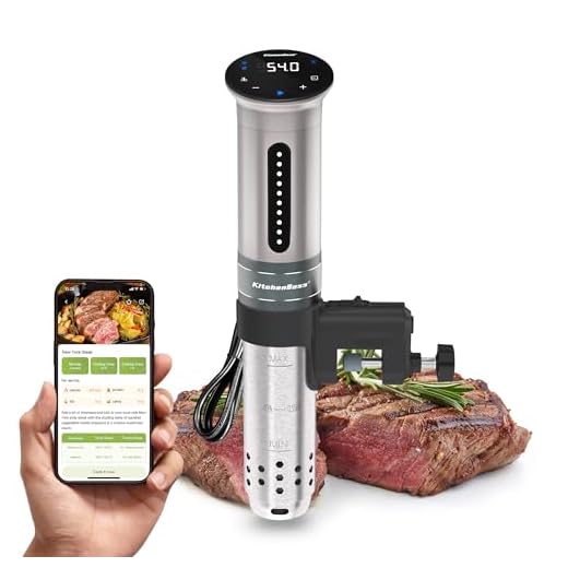 KitchenBoss Roner Cocina Baja Temperatura: Wi-Fi Sous Vide Roner Inmersión a Prueba de Agua IPX7 Circuladores Silencioso Control de Temperatura de Precisión 1100W Roner de Cocina LED