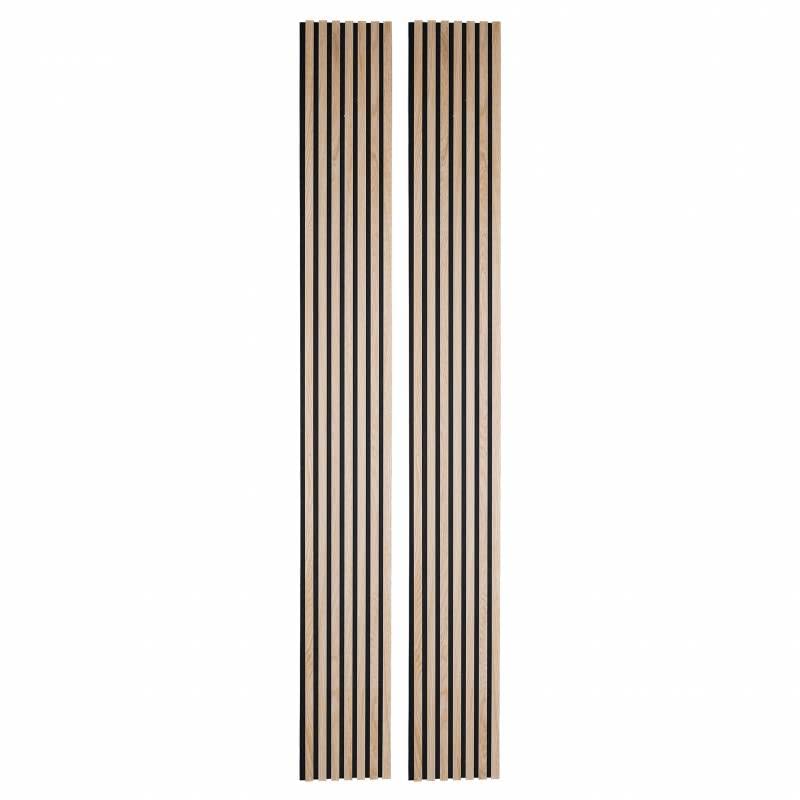 Lot de 2 Panneaux tasseaux bois 250 x 30 x 1,9 cm - décor chêne clair fond noir - 1,5m²