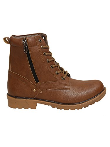 Image of Shoe Island Rider-X Solid Leather Tan Brown Zipper High Ankle Length Bike Riding Long Boots For Men (HB9711), Size 10 UK /India
