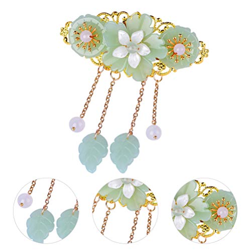 Minkissy 07ZJQR11FV4RA41A3KOS Chinese Style Hair Clips Ponytail Holder Long Tassel Hair Barrettes Jade Hair Clips Glaze Flower Pearl thumb #6