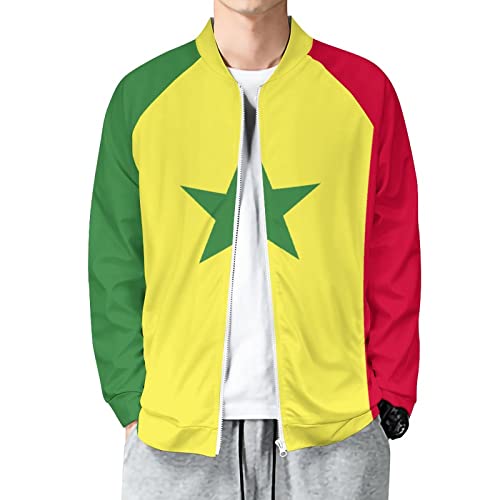 Fattyeery Mens Pullover Jacket Senegal Flag Autumn Soft and Comfortable Loose Hip-Hop for Men Long-Sleeved Sweatershirt for Boys XL