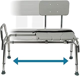 DMI Tub Transfer Bench and Shower Chair with Non Slip Aluminum Body, Adjustable Seat Height and Cut Out Access, Holds Weight up to 400 Lbs, Bath and Shower Safety, Transfer Bench