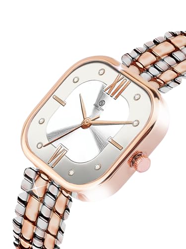 Image of Carlton London Chelsea Women Stainless Steel Analog Watch | Silver Waterproof Watches for Women Girls Ladies | Luxury Square Watch | Fashionable Trendy Quartz Movement Wrist Watch
