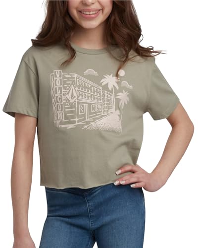 Image of Volcom Girls Shirts - Casual Crewneck Short Sleeve Graphic Tee Trendy Tops - Breathable Girls Summer Clothes